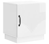 Mangloder Table de Chevet Blanc Brillant en Bois d'ingénierie 43 x 34,5 x 47 cm avec Porte à charnière 90°, poignée métal Noir, Meuble de Rangement Polyvalent pour Chambre, Salon, Bureau