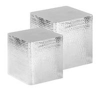 Mangloder Tables Basses 2 pcs argenté Aluminium martelé, Ensemble de 2 Tailles pour Salon séjour intérieur extérieur, Meuble Console Bout canapé Design Moderne