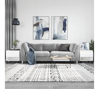 Mangloder Tables Basses 2 pcs Blanc Bois d'ingénierie avec tiroir et Compartiment 50x46x50 cm Pieds métal pour Salon séjour intérieur extérieur Rangement Pratique