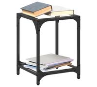 Mangloder Tables Basses avec Dessus en Verre Transparent 2 pcs, Cadre Acier Robuste, Bois d'ingénierie, 30x30x40 cm, Design Moderne pour Salon séjour intérieur extérieur