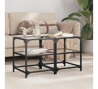 Mangloder Tables Basses avec Dessus en Verre Transparent, Cadre Acier Robuste, 40 x 40 x 45 cm, Lot de 2, Meuble Salon Design avec Rangement, idéal intérieur extérieur
