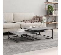 Mangloder Tables Basses gigognes 2 pièces Sonoma Gris Bois d'ingénierie Bois métal Plateau Robuste Design Moderne pour Salon séjour Chambre intérieur extérieur