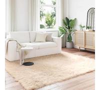 Mangloder Tapis en Fausse Peau de Mouton Beige 200 x 200 cm Polyester pour Salon Chambre intérieur Chaud et Doux, Facile d'entretien, Design Moderne, idéal pour décoration Cosy et confortablement