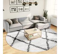 Mangloder Tapis shaggy à poils longs, moderne, en crème et noir, 280 cm de diamètre, hauteur des poils 30 mm, 1500 g/m², en polypropylène, adapté au chauffage au sol, facile d'entretien, moelleux