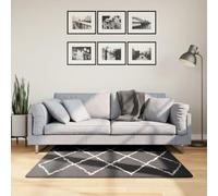 Mangloder Tapis shaggy à poils longs, moderne, noir et crème, 120 x 120 cm, moelleux et facile d'entretien, adapté au chauffage au sol, salon, chambre à coucher, antidérapant et durable