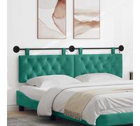 Mangloder Tête de lit Suspendue en Velours Turquoise avec lumière LED, Panneau capitonné Doux, Montage Mural avec Fixation Solide, Design Moderne pour Chambre Adulte et Enfant