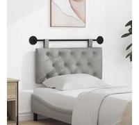 Mangloder Tête de lit Suspendue Gris Clair en Velours capitonné avec lumière LED, Panneau rembourré Mural pour Chambre Adulte Enfant, Dossier Confortable Design Moderne et Fixation Solide