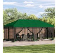 Mangloder Tonnelle avec parois latérales, vert, polyester, 600,5 x 300,5 cm, 1 toit et 6 parois latérales en filet, pour jardin, balcon, terrasse, extérieur, protection contre la pluie et les