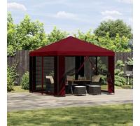 Mangloder Tonnelle de jardin rouge bordeaux 3 x 3 m avec cadre en acier et 4 parois latérales, tente de fête imperméable pour terrasse, jardin, extérieur, protection solaire stable, pliable