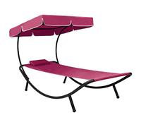 Mangloder Transat Chaise Longue d'extérieur inclinable avec auvent et Oreiller Rose pour Jardin terrasse Plage Piscine mobilier de Relaxation résistante aux intempéries
