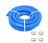 Mangloder Tuyau de piscine bleu avec pinces 38 mm 6 m en LDPE flexible et résistant aux UV pour pompe de filtration, skimmer, aspirateur de sol, nettoyage, piscine hors sol et jacuzzi