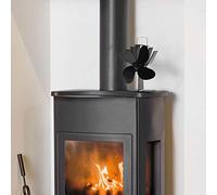Mangloder Ventilateur de poêle Silencieux alimenté par Chaleur 4 pales Noir pour cheminée Foyer Insert Bois Chauffage Diffusion Efficace