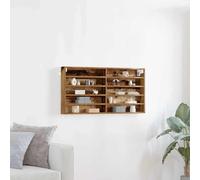 Mangloder - Vitrine avec étagère - En bois vieilli - 100 x 8,5 x 50 cm - Étagère murale suspendue - Planche de rangement - Décoration en bois et métal - Vintage - Moderne - Rangement pour livre, salon