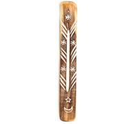 Mango Wood Moon and Stars Ashcatcher Incense Burner