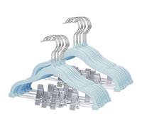 MangoKit Cintres en Velours pour Enfants,Lot de 16,Bleu,30 x 0,5 x 22 cm | Cintres pour Enfants avec Pinces Mobiles，Non- Slip Kids Clothes Hangers, 0.5 CM Thick Ultra-Thin Space-Saving