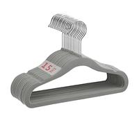 MangoKit Lot de 15 cintres en Velours pour Enfants, Gris, 28 cm | Ultra-mince et peu encombrante, avec un crochet rotatif à 360 degrés, robuste et durable, convient aux vêtements de bébé