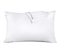 Mangoton Taie Oreiller 50 x 70 Coton, Lot de 2 Taie d'oreiller Blanc sans Fermeture éclair, Housse d'oreiller Anti-acarien pour Familles Hôtels Doux Confortable