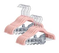 ManGotree 30 cm Cintres en Velours pour Bébé avec Clips Lot de 16 Rose | Cintres antidérapants en feutre pour tout-petits avec Clips mobiles, cintres ultra-fins et peu encombrants pour enfants
