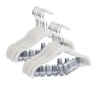ManGotree Cintres en Velours 30cm pour Bébés avec Pinces Mobiles, Cintres Antidérapants pour Enfants, Cintres en Feutre Ultra-Minces et Peu Encombrants (16 Paquets, Blanc)
