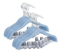 ManGotree Cintres en Velours 30cm pour Bébés avec Pinces Mobiles, Cintres Antidérapants pour Enfants, Cintre en Feutre Ultra-Minces et Peu Encombrants (16 Paquets, Bleu)