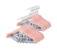 ManGotree Cintres en Velours Antidérapants pour Bébé avec Pinces - 30 cm pour Jupes, Pantalons, Robes, Vestes Enfants, Peu Encombrants (28 Paquets, Rose)
