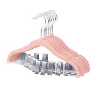 ManGotree Lot de 7 cintres en feutre pour bébé avec pinces mobiles - 30 cm - Antidérapants - Ultra fins et peu encombrants - Pour jupes, pantalons, robes, chemises et vestes - Rose
