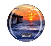 Manhattan Beach Aimant de réfrigérateur 3D Los Angeles USA Amérique Souvenir en verre cristal Aimant touristique souvenir de voyage Collection cadeau Magnétique Décoration de la maison Cuisine