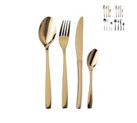 Manhattan Lot de 16 couverts en acier inoxydable 18/0, or brillant