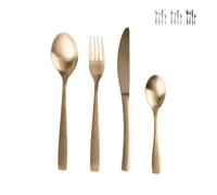 Manhattan Lot de 16 couverts en acier inoxydable 18/0, or satiné