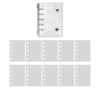 manhegari Papier de recharge carnet couverture PVC transparent 5 anneaux | Feuilles lignées classeur feuilles volantes 10 pages | Collection artistique pour anniversaire, voyage, route, album