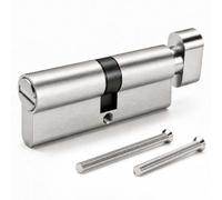 MANICAF Cylindre à bouton rotatif 40/40 mm, serrure de porte WC salle de bain avec ouverture d'urgence extérieure, cylindre de salle de bain en zinc et noyau en cuivre (80 mm sans bouton), serrure de