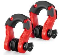 Manille anneau D 19mm, 2pcs, acier allié, résistance 30t, rouge, récupération