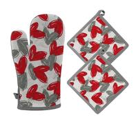 Manique de cuisine et gant de four en coton, gants de cuisine et 2 maniques avec motif décoratif, gant de four 32 x 18 cm, manique 20 x 20 cm