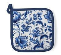 Manique De Cuisine Florale Bleue 20 X 20 Cm