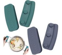 Manique Silicone, lot de 4 manchons antidérapants et résistants à la chaleur pour poêle et casserole, 2 bleus et 2 gris.