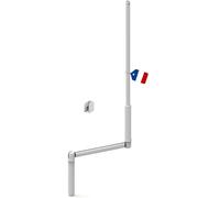 Manivelle Complète pour Volet Roulant 1500 mm - Tige Barre E631B - Acier Laqué Blanc diamètre 12mm - Poignée Ergonomique et Clip Mural - Qualité Française