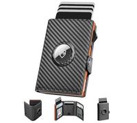 Manmaxim Portefeuille pour Homme Apple Airtag, Portefeuille RFID Smart Wallet pour Homme, Compact Air Tag pour 12 Cartes, Porte-Monnaie Pop-up avec Compartiment à Monnaie et 2 fenêtres d'identité