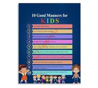 Manners Poster for Kids Guide | Table manners sit straight use utensils chew quietly ask to be excused(Magnetic,08x12inch(20x30cm))