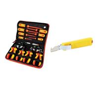 Mannesmann 11214 Mallette d'outillage électrique 14 pièces (Import Allemagne) & JOKARI 10282 Couteau à dégainer, Jaune Multicolore