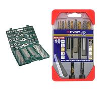 Mannesmann 53255 Coffret Tarauds et Filières 110 Pièces (Import Allemagne) & TIVOLY Coffret Forets Extracteurs de Vis Cassée + HSS Revêtement TiN - 5 Extracteurs N1