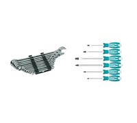Mannesmann Brüder Set de clés polygonales (Import Allemagne) & TOTAL - Jeu de 6 tournevis à pointe aimantée | 3 à tête plate et 3 à tête Phillips
