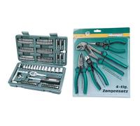Mannesmann Coffret de douilles et embouts (130 pièces) & Mannesmann M10997 Lot de 4 pinces Multicolore