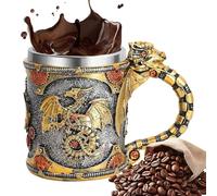 Manolyee Mug à Café Dragons Médiéval - 400ml en Acier Inoxydable avec Décorations Dragon,Décoration d'Intérieur pour Fête de Bière Halloween Camping Whisky Famille Amis et Étagère