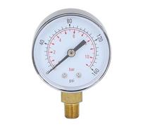 Manomètre Axial, Manomètre à Cadran 2,0 Pouces, 0 à 160 Psi 0 à 11 Bar NPT Filetage 1/8 Po, Cadran Transparent pour Air, Eau, Carburant