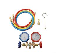 Manomètre Collecteur de Climatisation Compatible R410A R32 R404A R134A, Kit d'Outils de Test avec 3 Tuyaux Colorés et Crochet, Jauge en Laiton pour Maintenance Frigo et Auto, 80 cm(B)