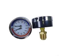 Manomètre de chaudière 0-16 bar double température pour systèmes de chauffage par le sol 63 mm Montage par le bas en acier inoxydable (axial 10 bar)
