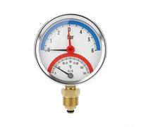 Manomètre de température à double échelle, compteur de chaudière en acier | Filetage 0,6 cm avec clapet anti-retour de 1,3 cm pour chauffage au sol, pompe à chaleur et systèmes de chauffage solaire