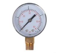 Manomètre en métal de haute précision 0-4 bar 0-60 PSI avec cadran de 50 mm, radial 6,35 mm pour filetage NPT, boîtier en acier inoxydable pour air, eau, huile, gaz, pour CVC, et