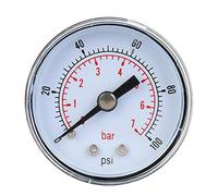 Manomètre Mécanique, 1/8 pouces BSPT Jauge de Pression Axiale pour l'Air, l'Huile et l'Eau(0-100psi,0-7bar)