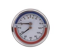 Manomètre, Thermo-manomètre en acier inoxydable, manomètre de température de chaudière for chauffage sol